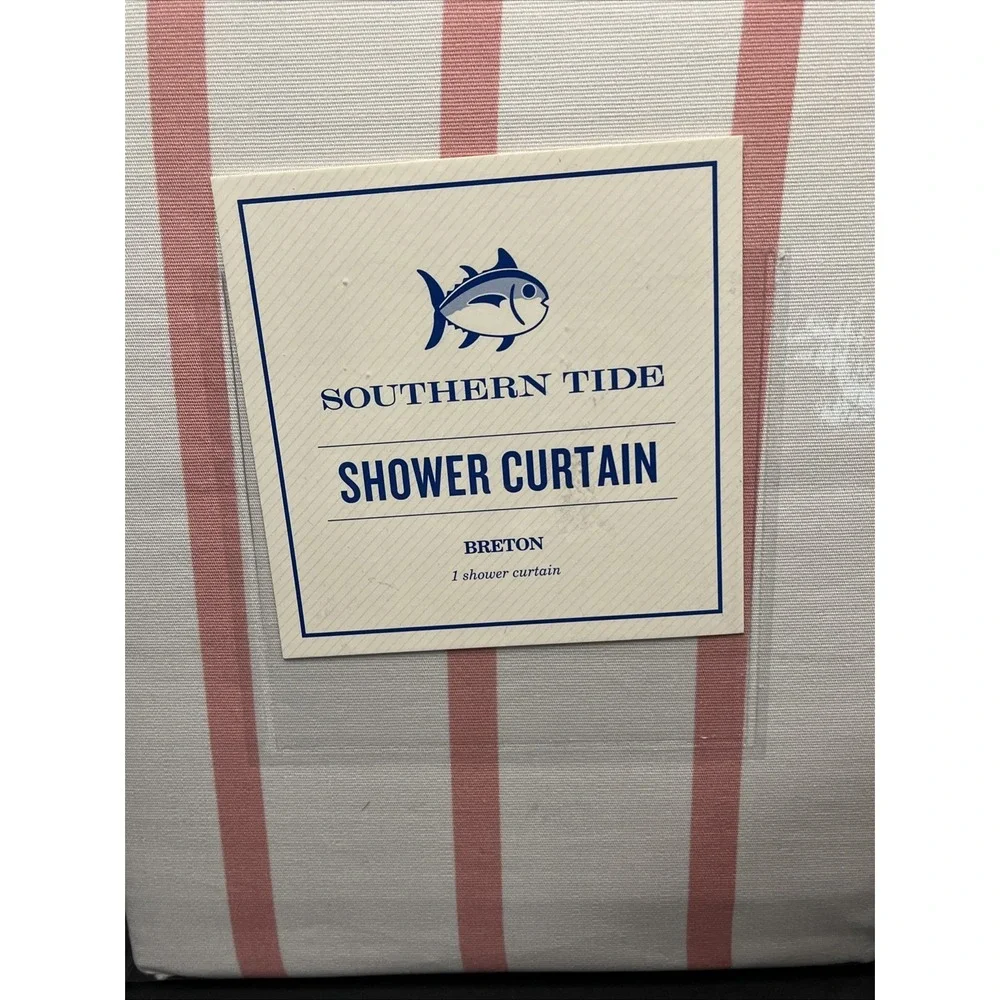 Southern Tide Breton Pink White Stripe Shower Curtain 72x72
